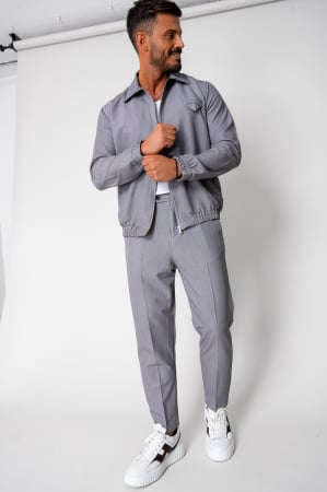 OUTLET - Set Caruso Stripes Jacket zipper with pocket and long pants Grey
