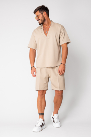 Set Como V-cut blouse and shorts Beige [1]