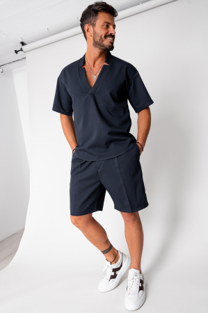 SALE - Set Como V-cut blouse and shorts Navy