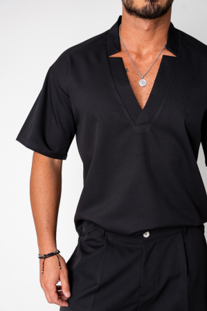 Set Como V-cut blouse and shorts Black [5]
