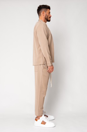 Set Como V-cut shirt and long pants Beige [2]
