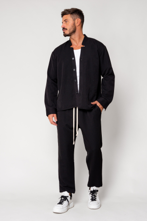 Set Como V-cut shirt and long pants Black [1]