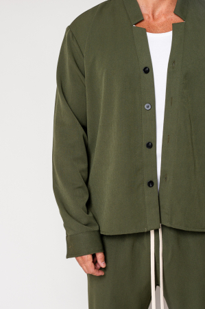 Set Como V-cut shirt and long pants Kaki [4]