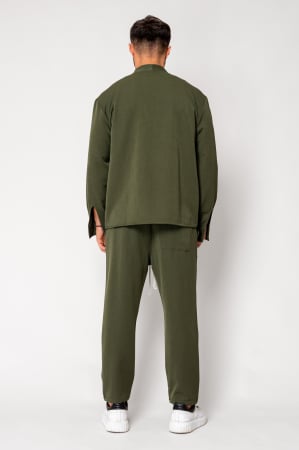 Set Como V-cut shirt and long pants Kaki [3]