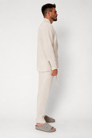 Set Como din 100% IN Camasa V-cut si pantaloni lungi Premium Beige [1]