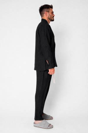 Set Como din 100% IN Camasa V-cut si pantaloni lungi Premium Black [3]