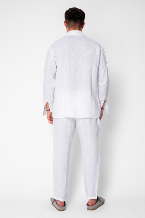 Set Como din 100% IN Camasa V-cut si pantaloni lungi Premium White [3]