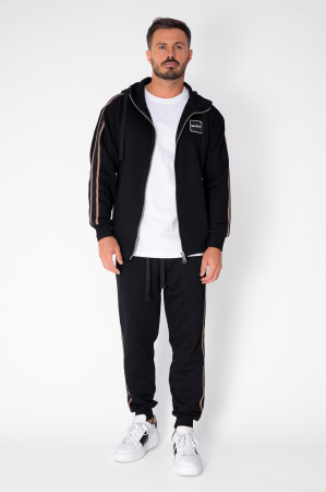 Set Cool Rock hanorac cu fermoar si pantalon conic New Black [1]