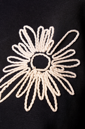 Set cu broderie bluza si pantalon lung Black/Beige [4]