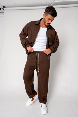 Seturi Imbracaminte - Set Dario Jacheta cu fermoar si pantalon lung Brown