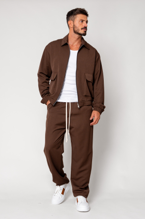 Set Dario Jacket zipper with pocket and long pants Brown [4]