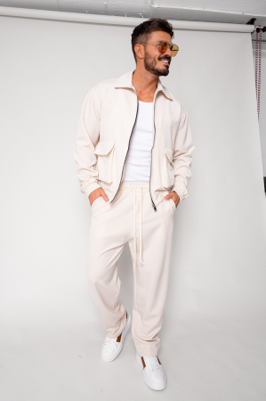 Seturi Imbracaminte - Set Dario Jacheta cu fermoar si pantalon lung Cream