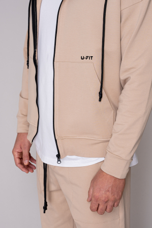 Set Loren din bumbac Jacheta si pantalon Beige [4]