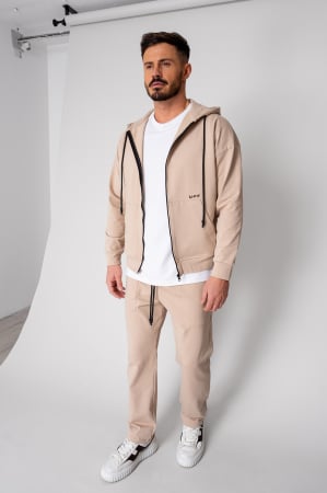 Promotii Barbati - Set Loren din bumbac Jacheta si pantalon Beige