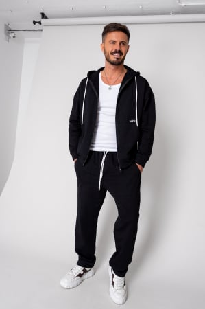Promotii Barbati - Set Loren din bumbac Jacheta si pantalon Black