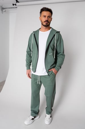 Promotii Barbati - Set Loren din bumbac Jacheta si pantalon Dark Olive