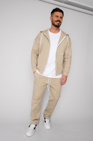 Promotii Barbati - Set Loren din bumbac Jacheta si pantalon Dusty Grey