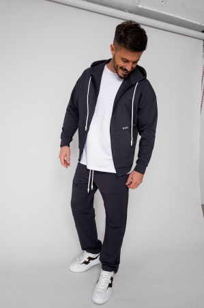 BARBATI - Set Loren din bumbac Jacheta si pantalon Grey Anthracite