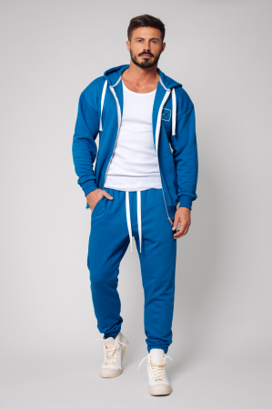 Set Easy hanorac cu fermoar Oversized si pantalon Peacock Blue [0]