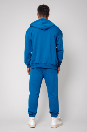 Set Easy hanorac cu fermoar Oversized si pantalon Peacock Blue [2]