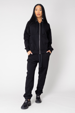PROMOTII - Set Easy hanorac cu fermoar si pantalon Oversized Black