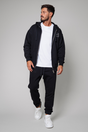 Set Easy hanorac cu fermoar Oversized si pantalon Black [0]