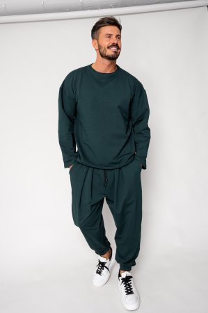 PROMOTII - Set Flex Bluza Oversized si pantalon Baggy Bottle Green