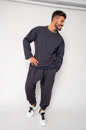 PROMOTII - Set Flex Bluza Oversized si pantalon Baggy Grey Anthracite