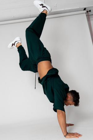 PROMOTII - Set Flex Tricou Oversized si pantalon Baggy Bottle Green