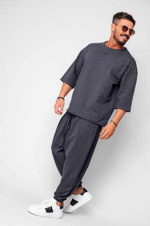 Set Flex Tricou Oversized si pantalon Baggy Grey Anthracite [3]
