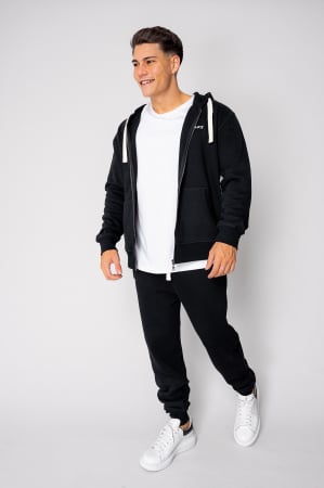 NOUTATI - Set hanorac cu fermoar si pantalon Black