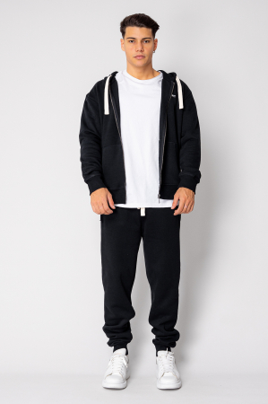 Set Hoody with zip and pants Black [1]