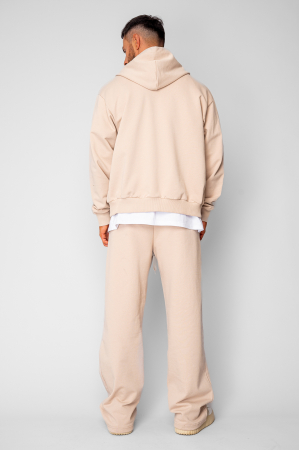 Set hanorac cu fermoar si pantalon drept din 100% Bumbac Beige [3]