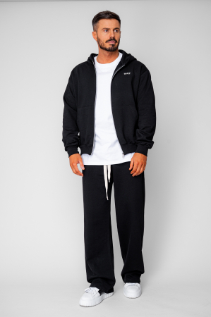 Set hanorac cu fermoar si pantalon drept din 100% Bumbac Black [1]