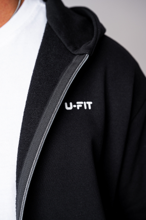 Set hanorac cu fermoar si pantalon drept din 100% Bumbac Black [4]