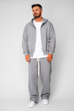 Set hanorac cu fermoar si pantalon drept din 100% Bumbac Grey [1]