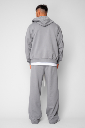 Set hanorac cu fermoar si pantalon drept din 100% Bumbac Grey [3]