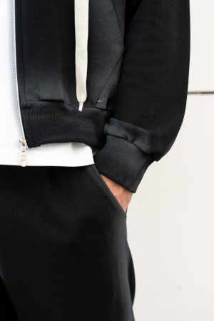 Set Sweatshirt with zip and pants Black Prewashed [6]