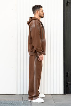 Set hanorac cu fermoar si pantalon lung Brown Prespalat [1]