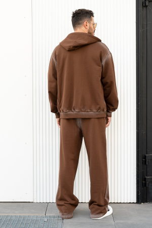 Set hanorac cu fermoar si pantalon lung Brown Prespalat [2]