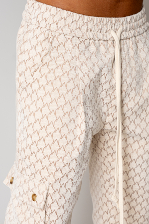 Set Hanorac cu fermoar si Pantalon lung cargo Cream [5]