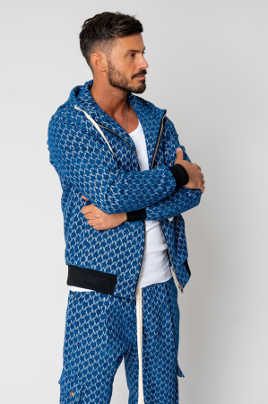 PROMOTII - Set Hanorac cu fermoar si Pantalon lung cargo Dark Blue