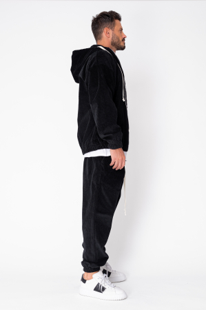 Set Hanorac cu fermoar si Pantalon Lung din reiat Corduroy Black [1]