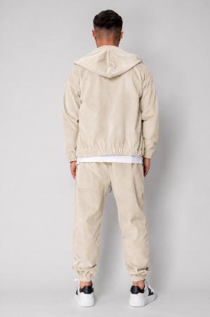Set Hanorac cu fermoar si Pantalon Lung din reiat Corduroy Light Beige [2]