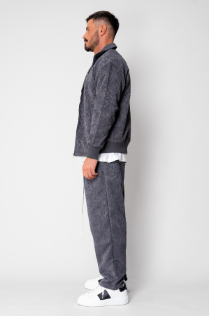 Set Hanorac cu fermoar si Pantalon lung drept Grey Anthracite [2]