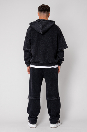Pre-Washed Set hoodie with zipp and pants Black [3]