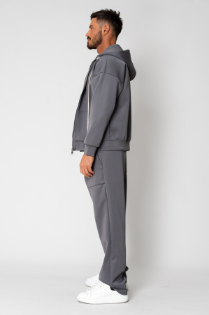 Set of Hoodie with pouch and zipper and Grey long pants [2]