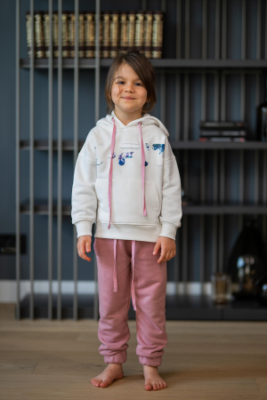 Set Easy-Fit Kids hanorac imprimat si pantalon White/Rose Quartz [0]