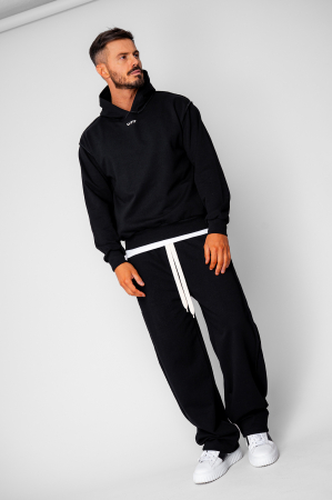 BARBATI - Set hanorac si pantalon cu cusaturi exterioare Black