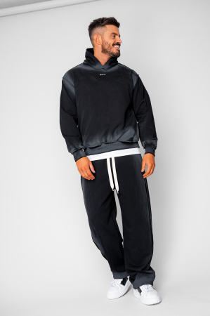 BARBATI - Set hanorac si pantalon cu cusaturi exterioare Black Prespalat